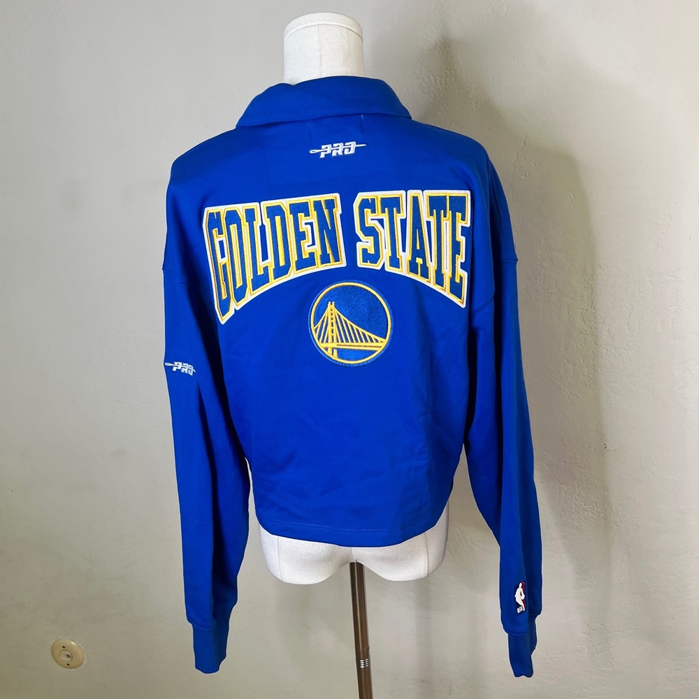 Golden State Warriors Pro Standard NBA Cropped Polo Sweatshirt Women Size S Blue - Picture 4 of 8